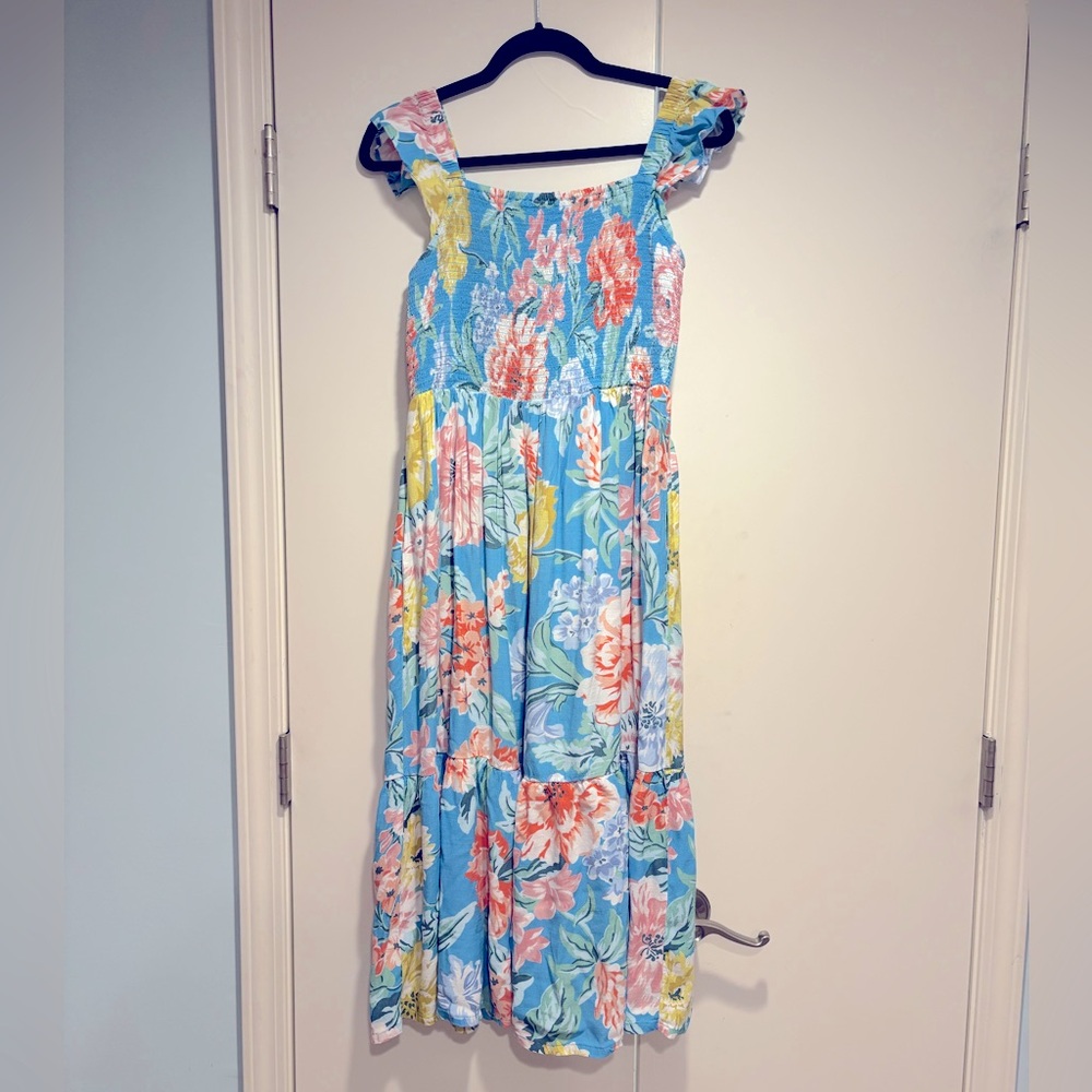 Loft Floral Maxi Dress with Ruffled Straps